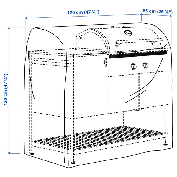 TOSTERÖ cover for outdoor furniture, table and chairs/black, 120x65 cm