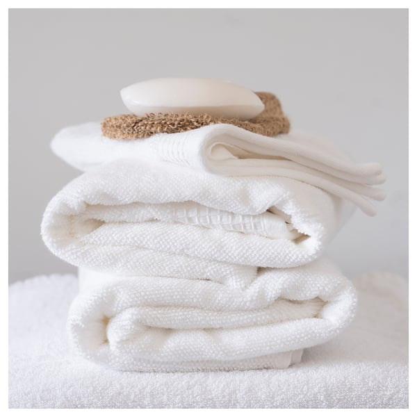 TRÅDCYPRESS scented candle in glass, Fresh linen/white, 40 h