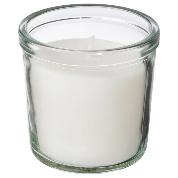Ikea TRÅDCYPRESS - Glass scented candle, laundry/white scent,20 h