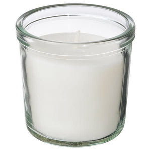 Ikea TRÅDCYPRESS - Glass scented candle, laundry/white scent,20 h