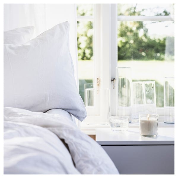 Ikea TRÅDCYPRESS - Glass scented candle, laundry/white scent,40 h