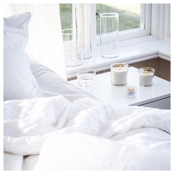 TRÅDCYPRESS - TRÅDCYPRESS Scented candle in glass, Fresh linen/white, 40 hr