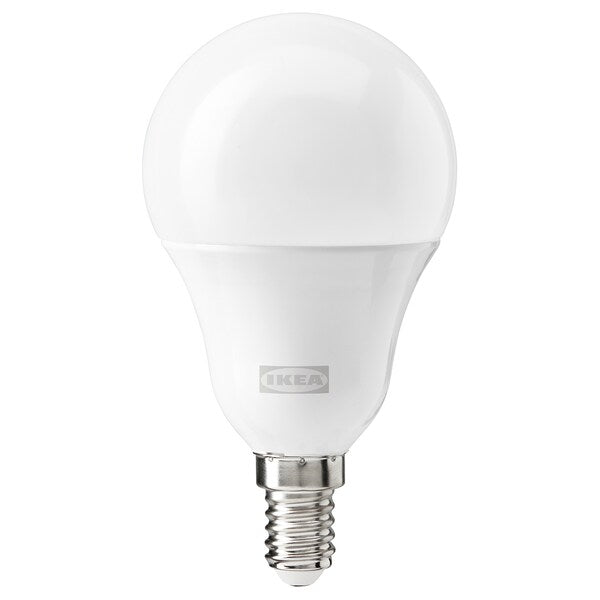 TRÅDFRI - LED bulb E14 806 lumens, wireless adjustable intensity colour and spectrum white/opal white globe