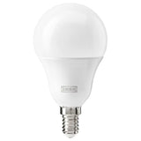 TRÅDFRI LED bulb E14 806 lumen, wireless dimmable colour and white spectrum/globe opal white, 60 mm