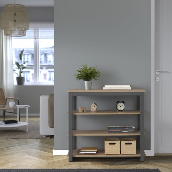 TRÄKUMLA console table, anthracite/oak, 49/172x84x75 cm