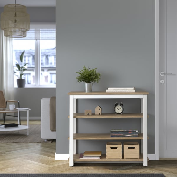TRÄKUMLA console table, white/oak, 49/172x84x75 cm