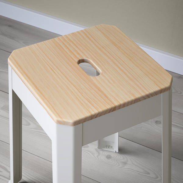 TRÄNNÖ stool, white/pine, 33x45x33 cm