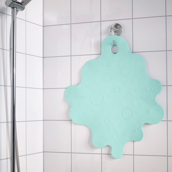 TRAMPSJÖN - Bathtub mat, light turquoise, 43x43 cm