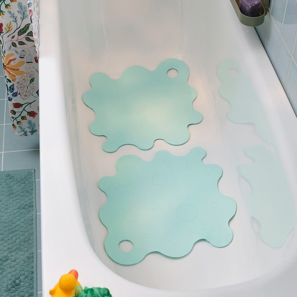 TRAMPSJÖN bathtub mat, light turquoise, 43x43 cm, 2 pack