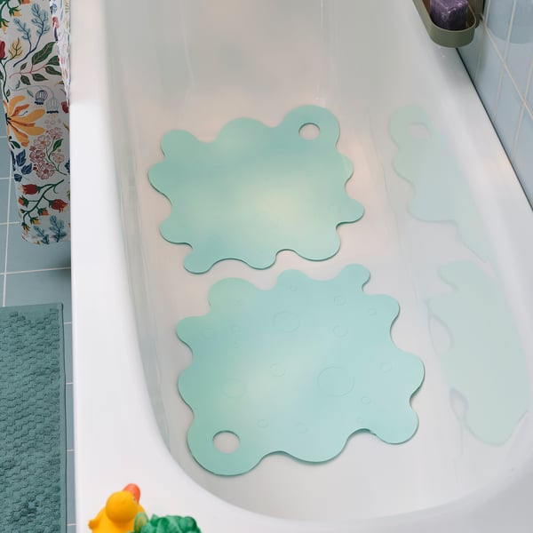 TRAMPSJÖN bathtub mat, light turquoise, 43x43 cm, 2 pack