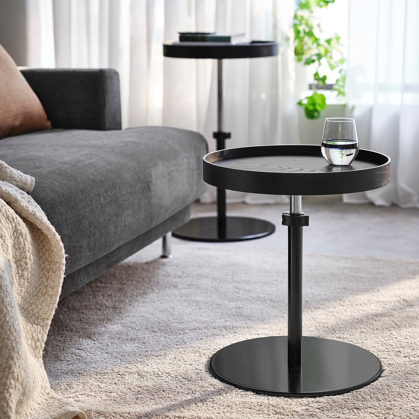 TRANERED side table, black, 44 cm