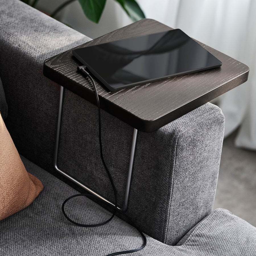 TRANERED armrest tray, dark brown, 30x27 cm