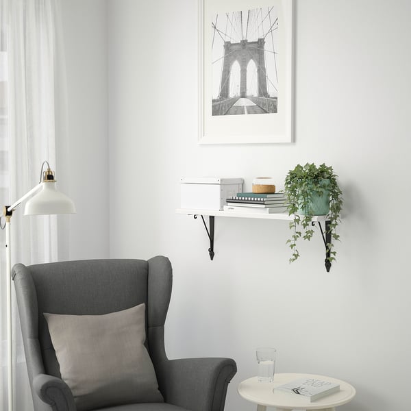 TRANHULT / KROKSHULT wall shelf, white stained aspen, 80x20 cm