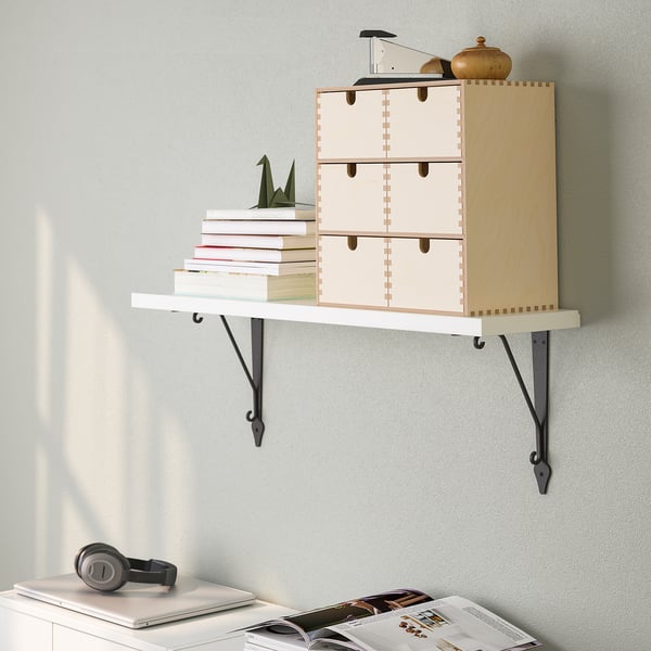 TRANHULT / KROKSHULT wall shelf, white stained aspen, 80x20 cm