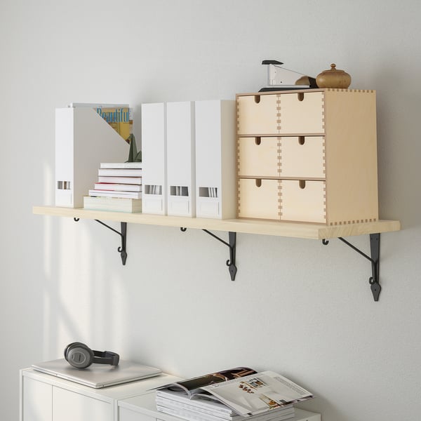 TRANHULT / KROKSHULT wall shelf, aspen, 120x30 cm