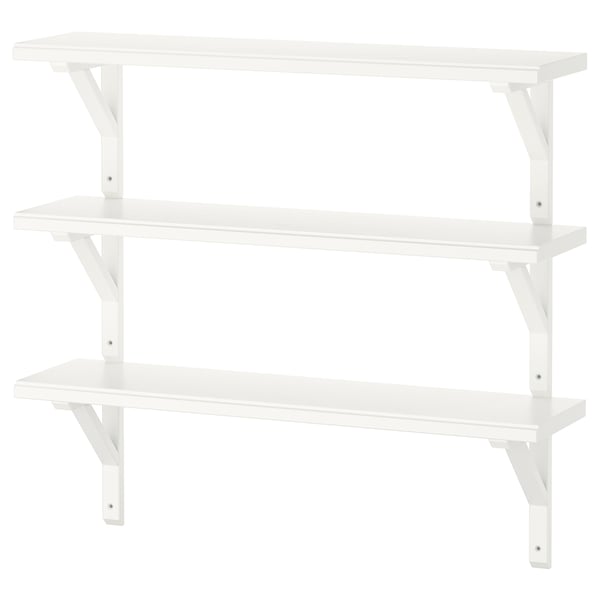TRANHULT / SANDSHULT wall shelf combination, white stained aspen, 80x20 cm