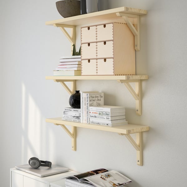 TRANHULT / SANDSHULT wall shelf combination, aspen, 80x20 cm