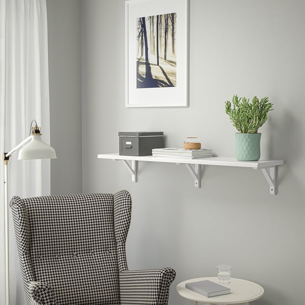 TRANHULT / SANDSHULT wall shelf, white stained aspen, 120x30 cm