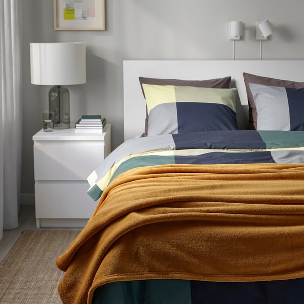 TRATTVIVA bedspread, yellow-brown, 230x250 cm