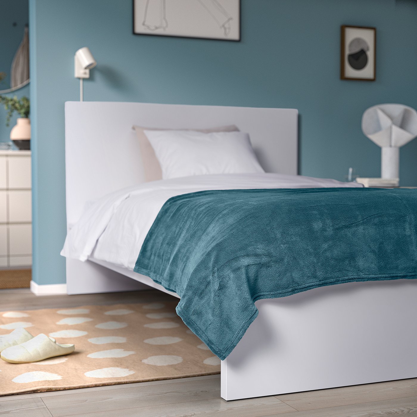 TRATTVIVA bedspread, dark grey-blue, 150x250 cm
