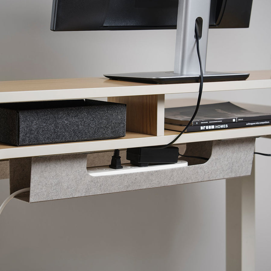 TRAVSPORT desk sit/stand, electric oak effect/beige, 120x70 cm