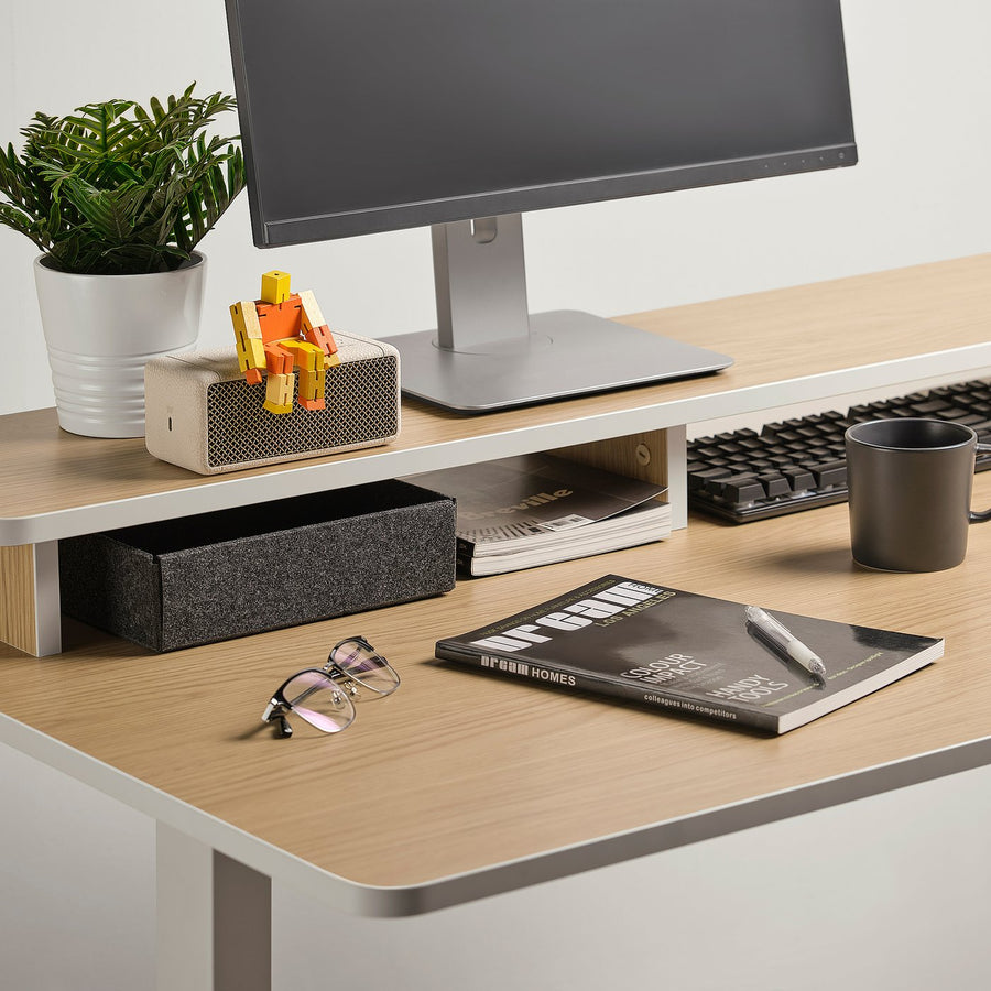 TRAVSPORT desk sit/stand, electric oak effect/beige, 120x70 cm