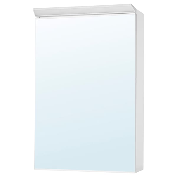 TREASJÖN mirror cab 1 door/built-in lighting, 50x17x75 cm