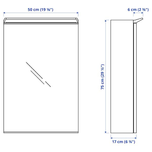 TREASJÖN - Mirror cab 1 door/built-in lighting, 50x17x75 cm