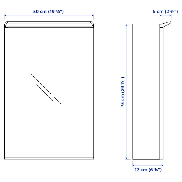 Ikea TREASJÖN - Mirror cab 1 door/built-in lighting, 50x17x75 cm