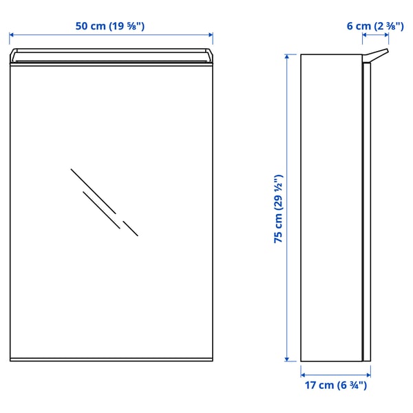 TREASJÖN - TREASJÖN Mirror cab 1 door/built-in lighting, 50x17x75 cm