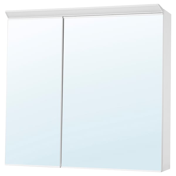 TREASJÖN mirror cab 2 door/built-in lighting, 80x17x75 cm