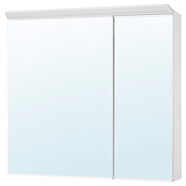 TREASJÖN mirror cab 2 door/built-in lighting, 80x17x75 cm