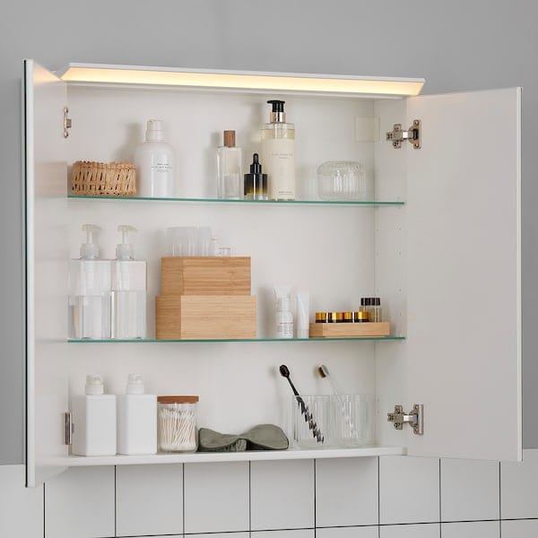 Ikea TREASJÖN - Mirror cab 2 door/built-in lighting, 80x17x75 cm