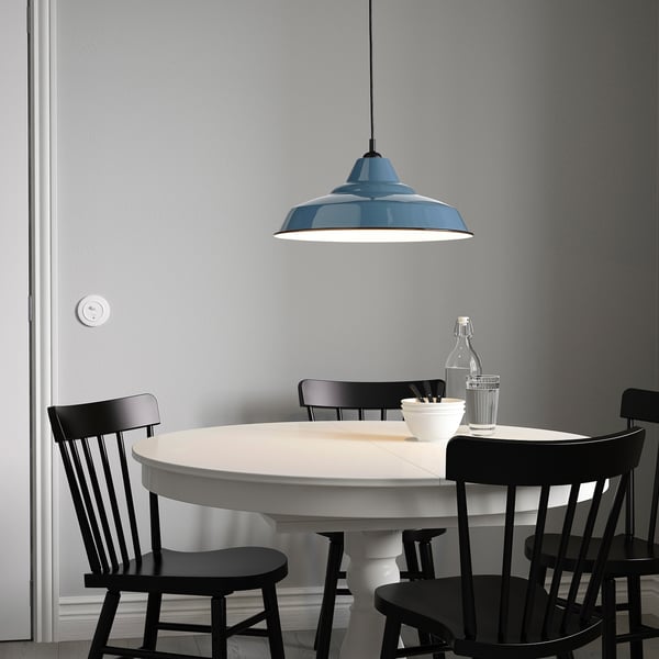 TRETTIOEN pendant lamp, blue, 38 cm