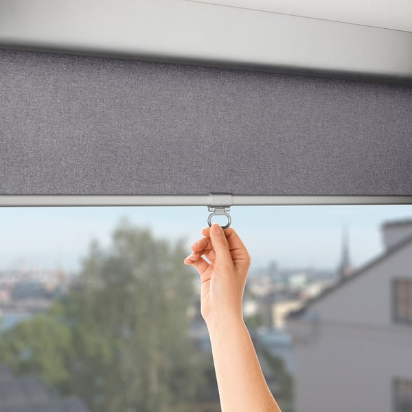 TRETUR block-out roller blind, light grey, 140x195 cm