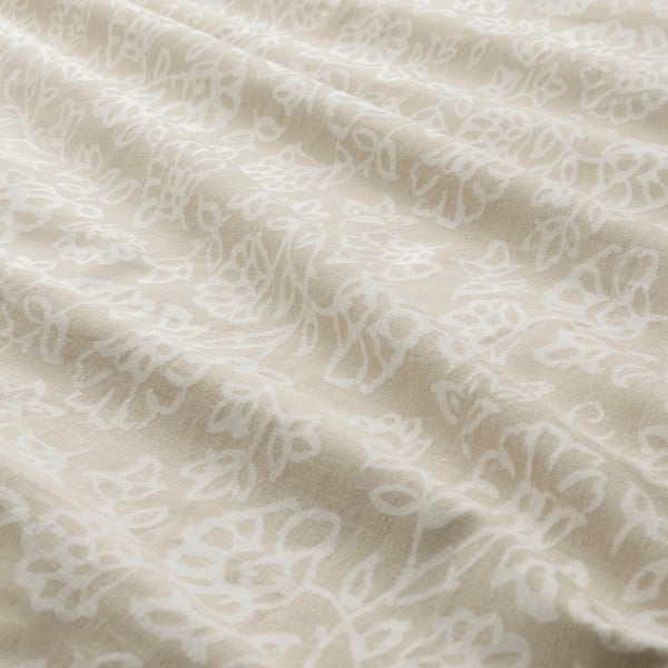 TRINDSTARR - Duvet cover and pillowcase, beige/white , 150x200/50x80 cm