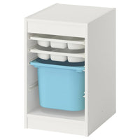 TROFAST storage combination with box/trays, white white/light blue, 34x44x56 cm
