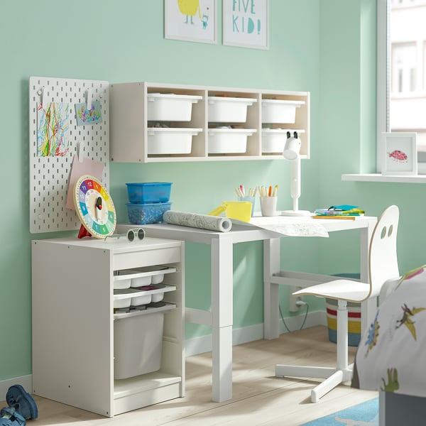 TROFAST storage combination with box/trays, white white/grey, 34x44x56 cm