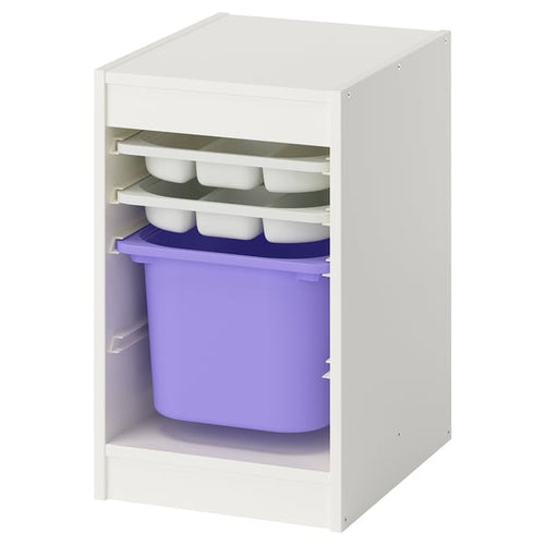 TROFAST Combination with container/tray, white white/lilac, 34x44x56 cm