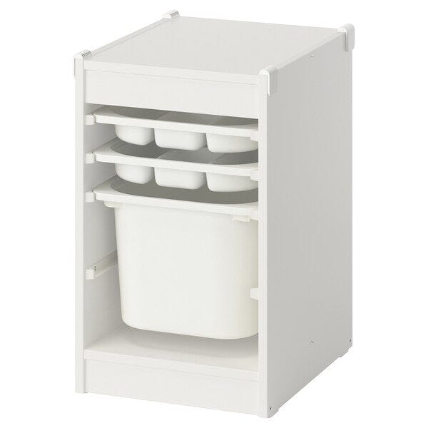 TROFAST - Storage combination with box/trays, white/white, 34x44x56 cm