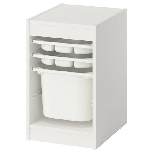 TROFAST - Combination with container/tray, white/white,34x44x56 cm