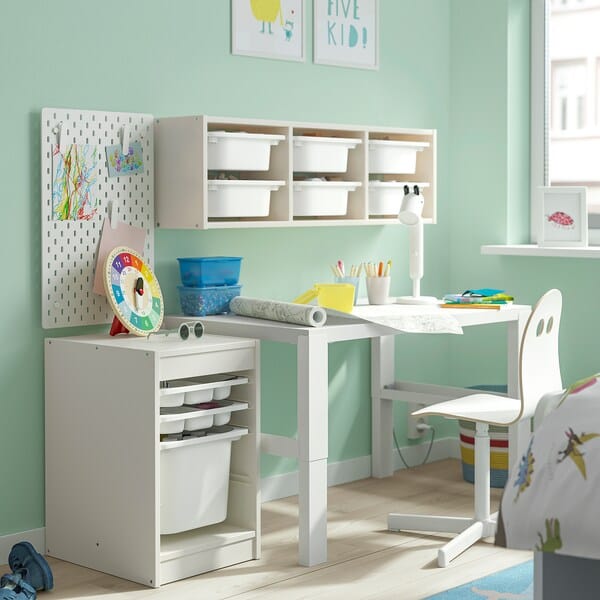 Ikea TROFAST - Combination with container/tray, white/white,34x44x56 cm