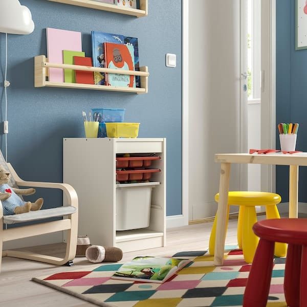 Ikea TROFAST - Combination with container/tray, white red/grey,34x44x56 cm