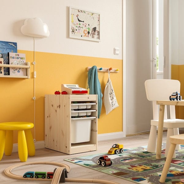 Ikea TROFAST - Combination with container/tray, pine with white/white stain,32x44x52 cm