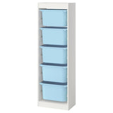 TROFAST storage combination with boxes, white/light blue, 46x30x145 cm