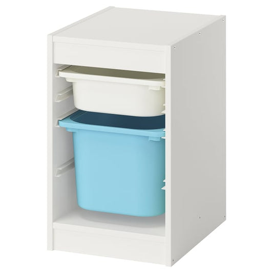 TROFAST - TROFAST Storage combination with boxes, white/light blue, 34x44x56 cm