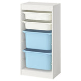 TROFAST storage combination with boxes, white white/light blue, 46x30x94 cm