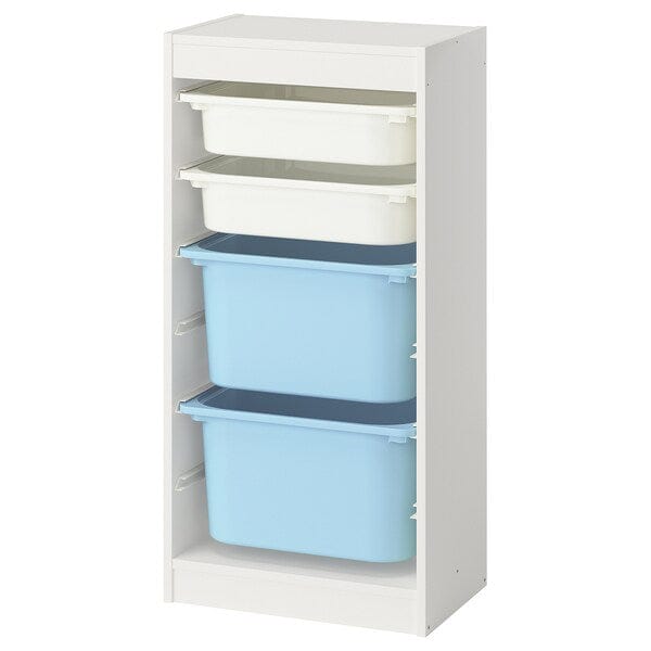 Ikea TROFAST - Combination with containers, white white/blue,46x30x94 cm