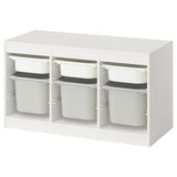 TROFAST storage combination with boxes, white white/grey, 99x44x56 cm
