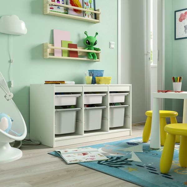 TROFAST - TROFAST Storage combination with boxes, white white/grey, 99x44x56 cm